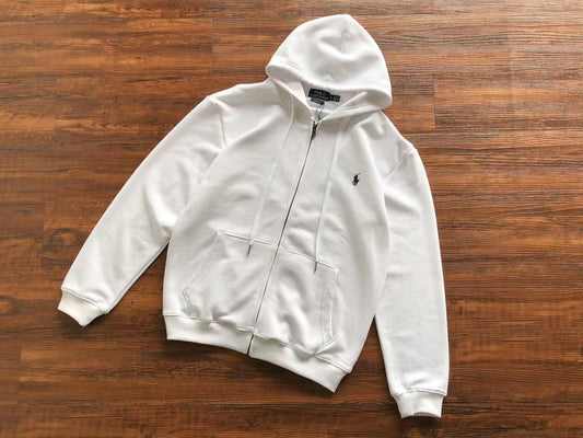 White Polo Zip Hoodie