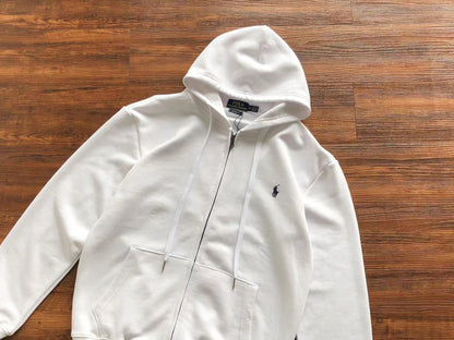 White Polo Zip Hoodie