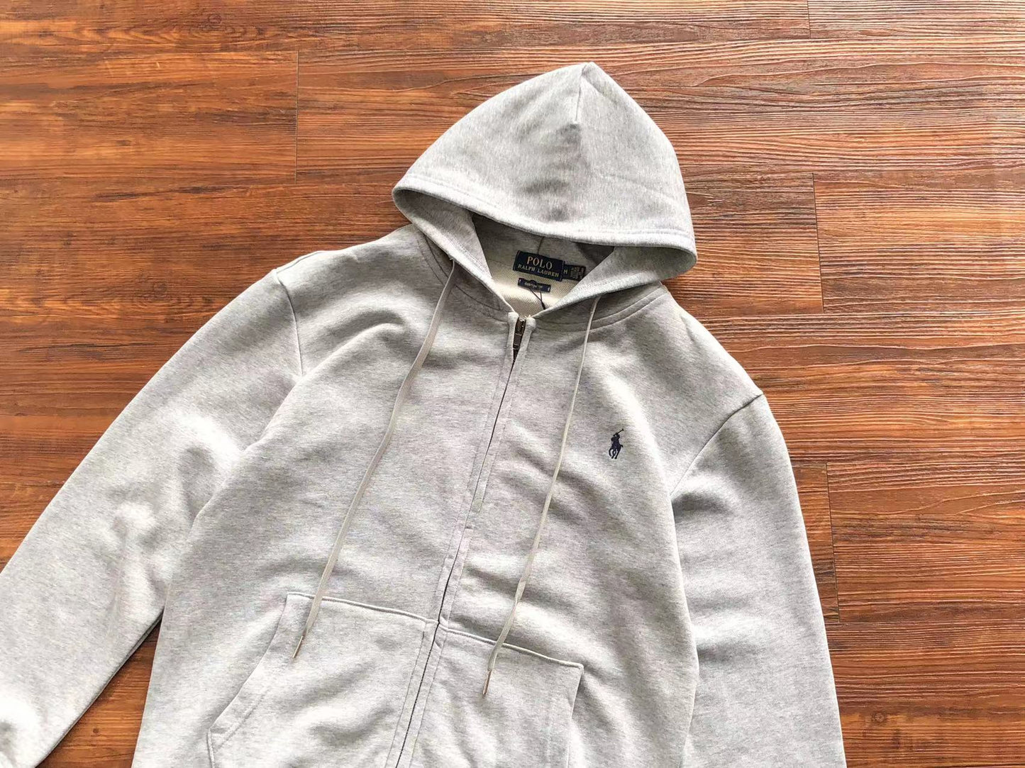 Grey Polo Zip Hoodie